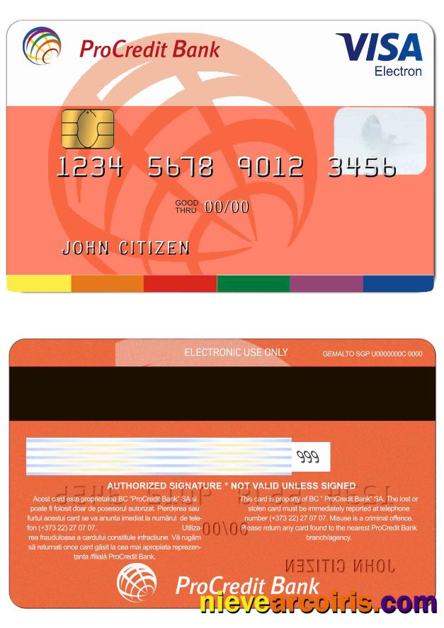 Moldova Procredit bank visa electron credit card